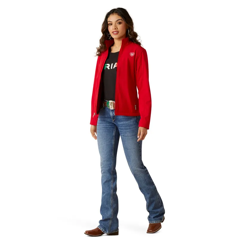 Ariat Women's Classic Team Softshell MEXICO Water Resistant Jacket, Red