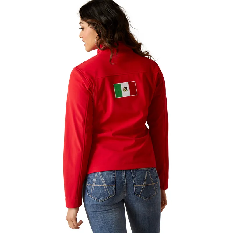 Ariat Women's Classic Team Softshell MEXICO Water Resistant Jacket, Red