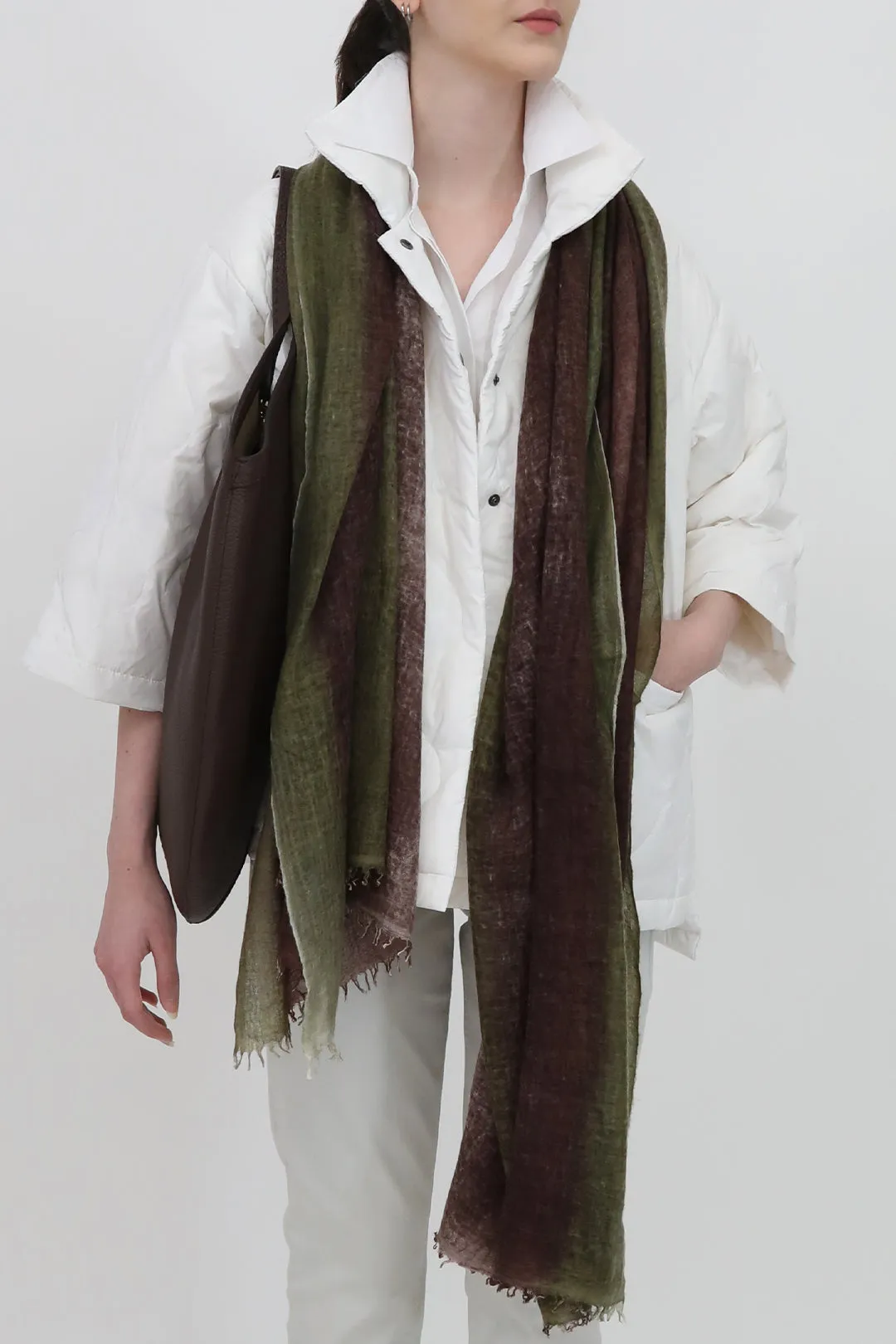 ARMY BRONZED SCARF IN HAND DYED CASHMERE