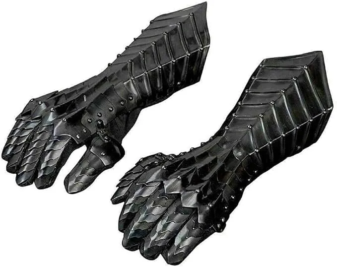 Black Medieval Nazgul Wearable Gloves Set Pair Armour Battle Steel Armor Gauntlets Gift For Him, Men Gifts Costume Fathers Gift Christmas