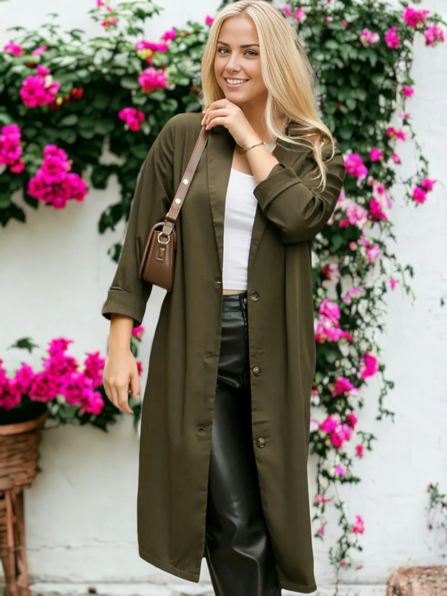 Button Up Collar Breezy Cardigan Coat