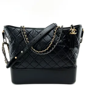 Chanel Black Quilted Leather Large Gabrielle Hobo Bag