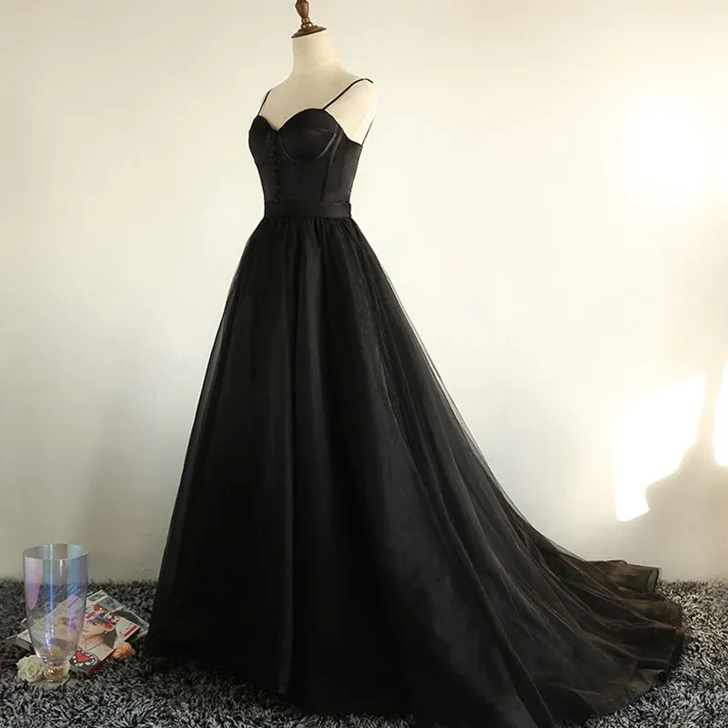 Charming Black Long Party Gowns, Black Evening Prom Dress gh516