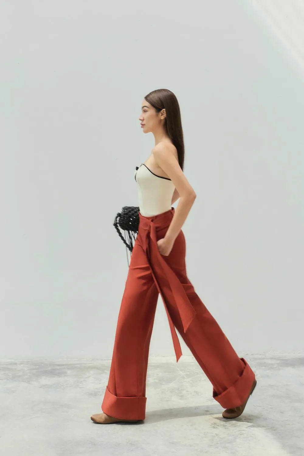 Chieu Straight Wide Leg Khaki Floor Length Pants