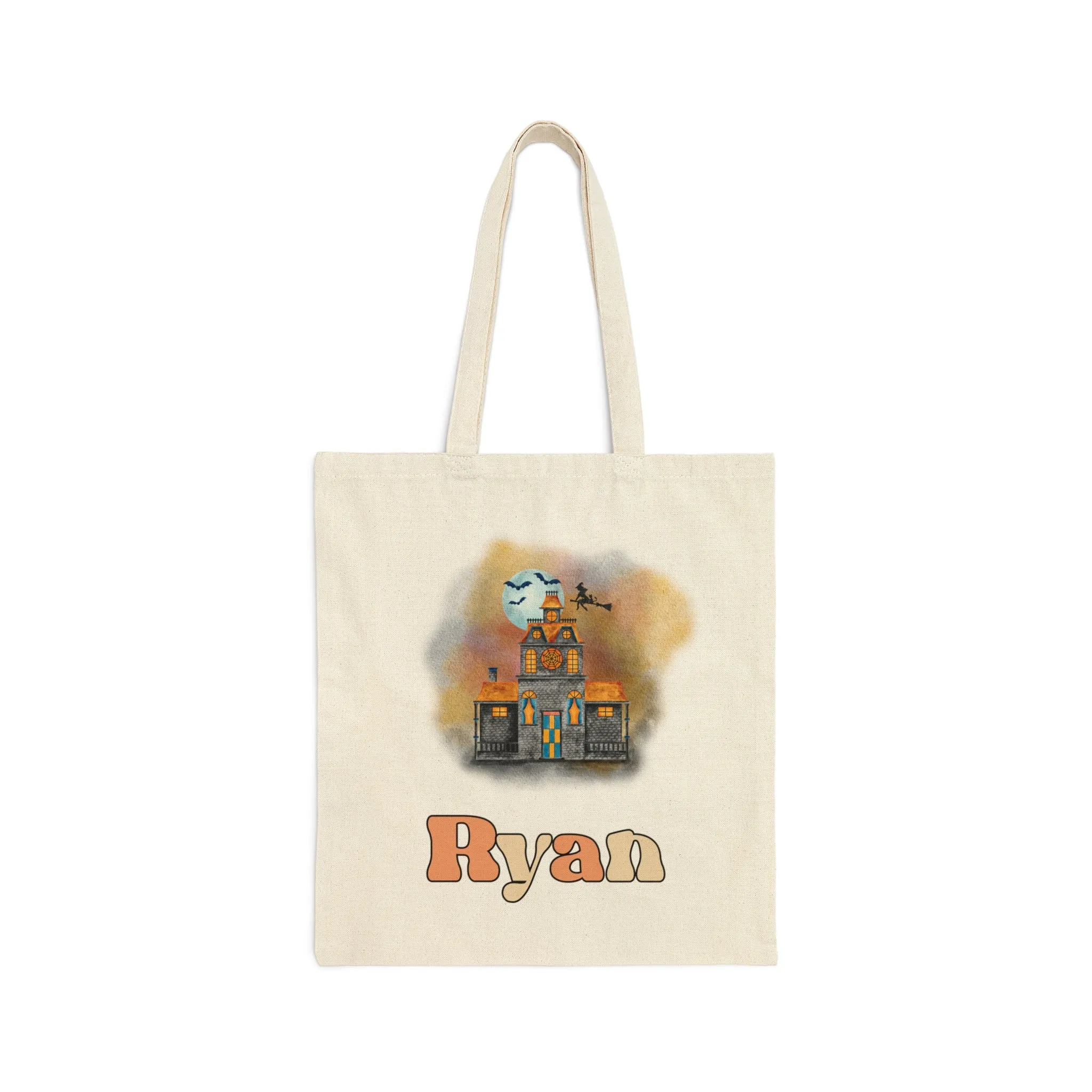 Cotton Canvas Tote Bag, Personalized Trick or Treat Bag, Personalised Halloween Bag, Halloween Tote, Kids Halloween Bag, Trick-or-Treat Bag