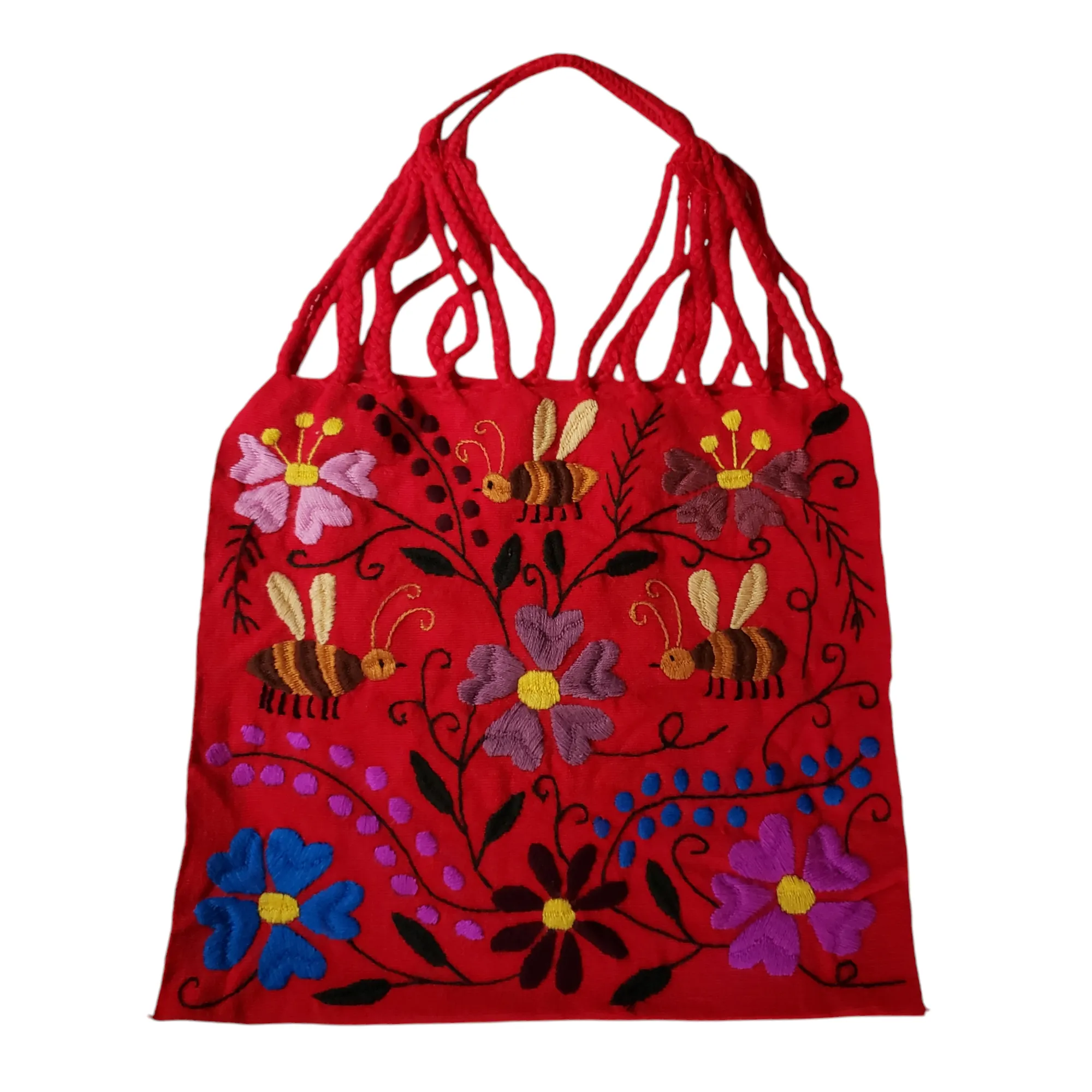 Embroidered Mexican Woven Tote Bag