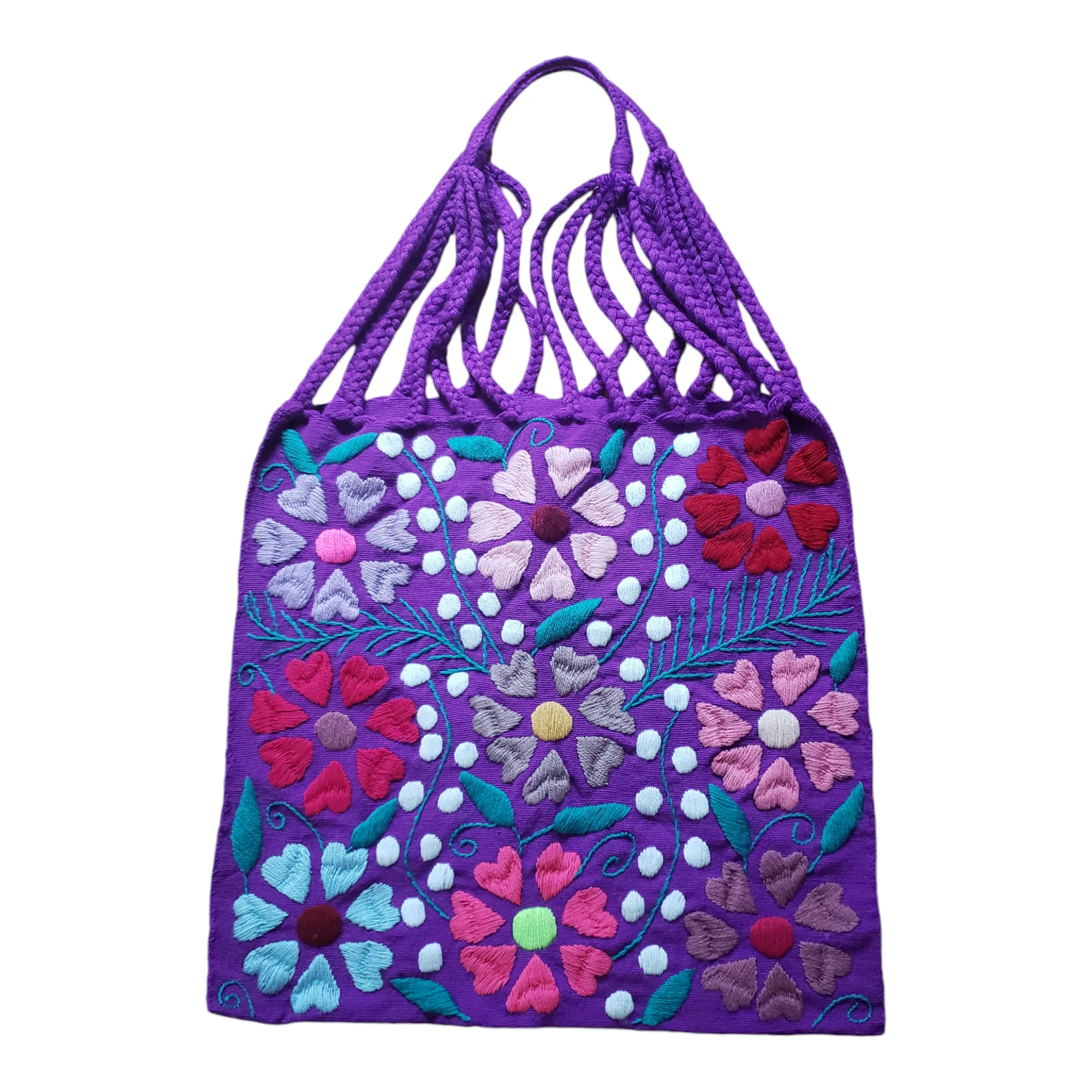 Embroidered Mexican Woven Tote Bag