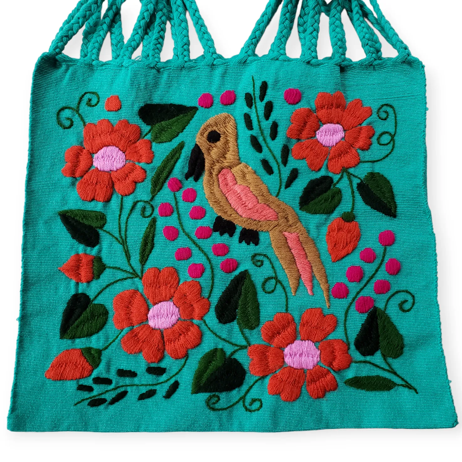 Embroidered Mexican Woven Tote Bag