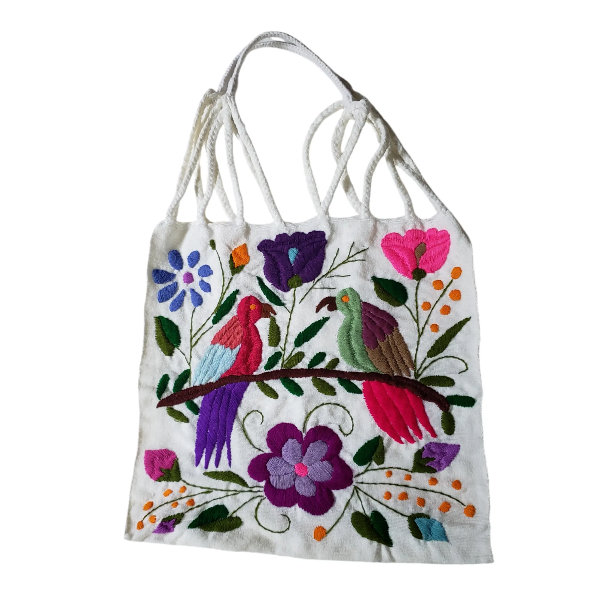 Embroidered Mexican Woven Tote Bag