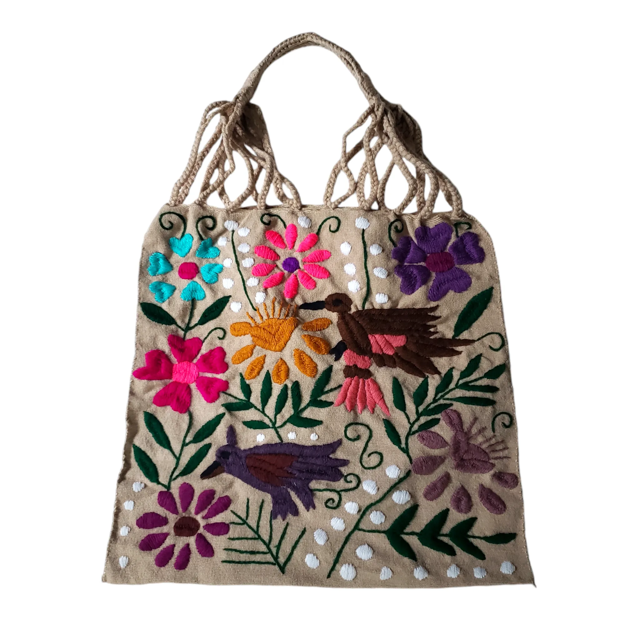 Embroidered Mexican Woven Tote Bag