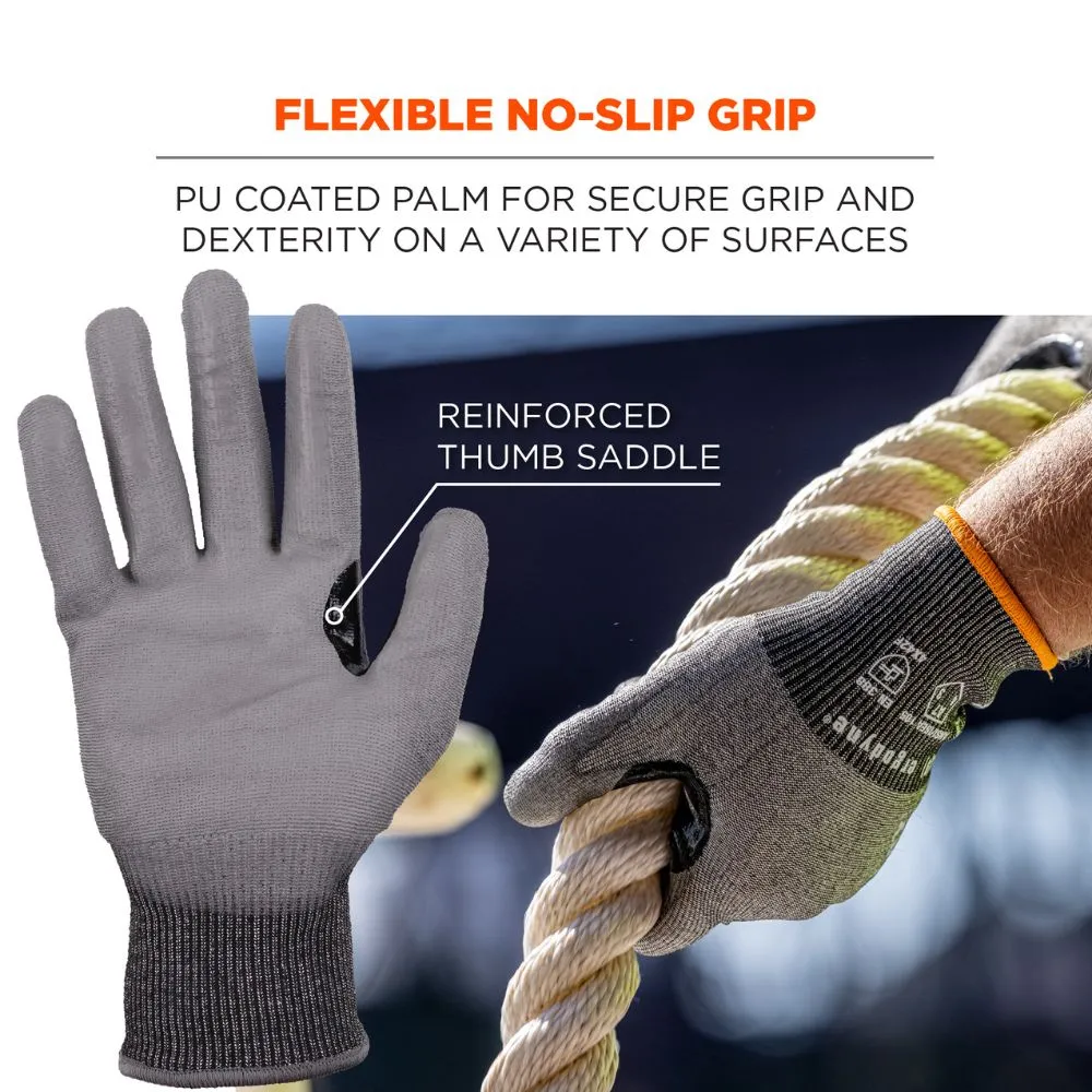 Ergodyne 18065 #7071 12-pair XL Gray ANSI A7 PU Coated CR Gloves