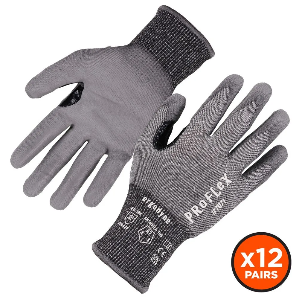 Ergodyne 18065 #7071 12-pair XL Gray ANSI A7 PU Coated CR Gloves