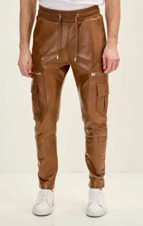 Genuine Leather Destination Joggers - Brown