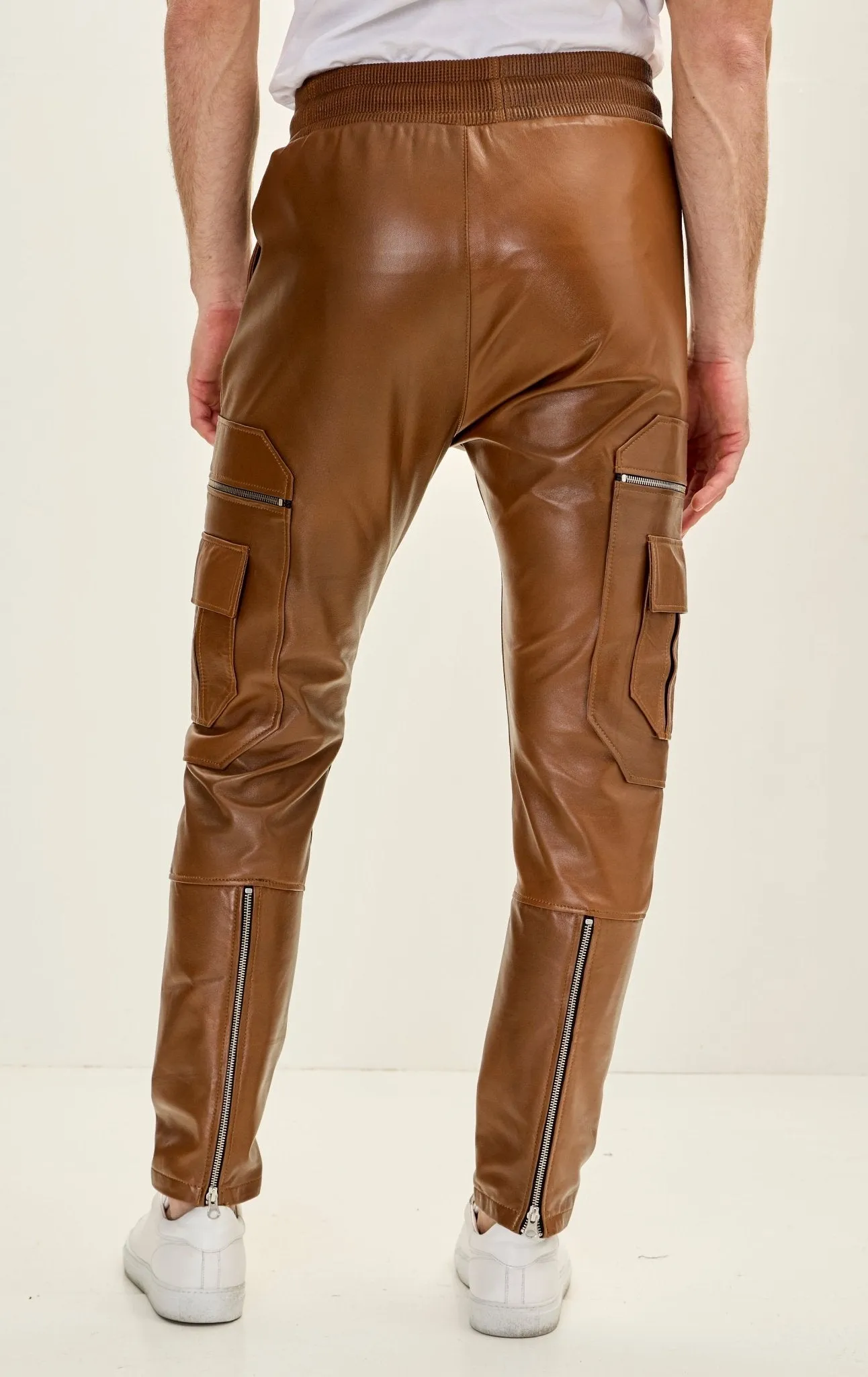 Genuine Leather Destination Joggers - Brown