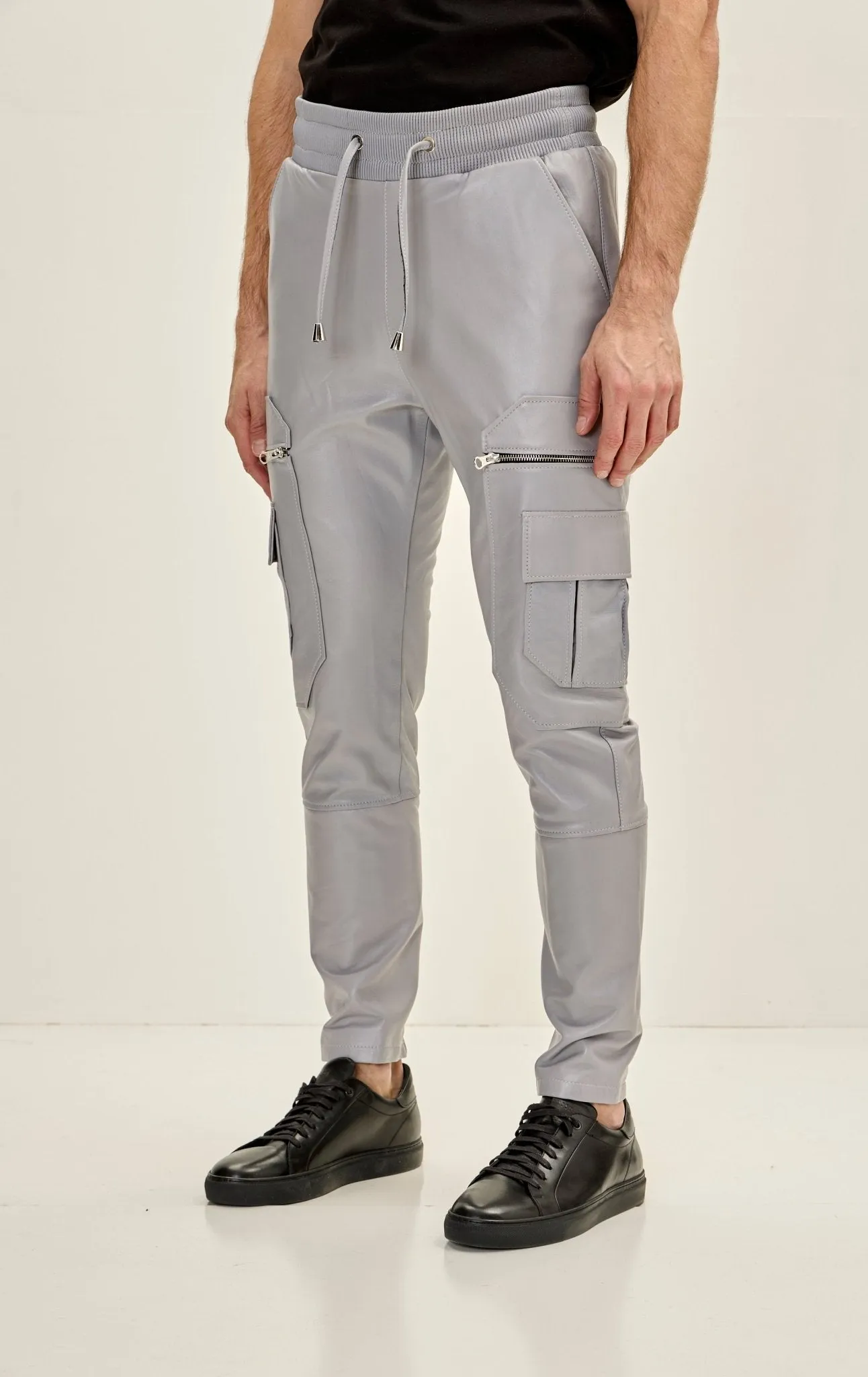 Genuine Leather Destination Joggers - Grey