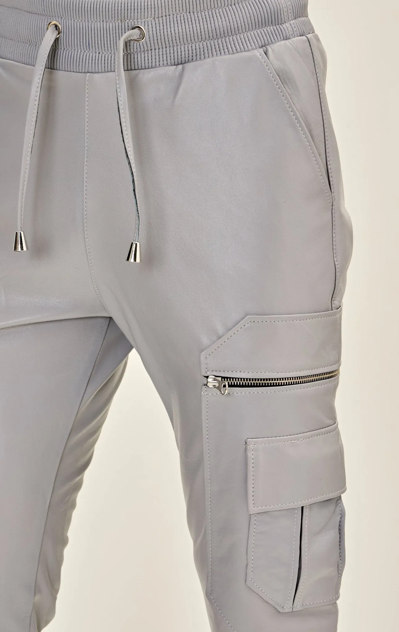 Genuine Leather Destination Joggers - Grey