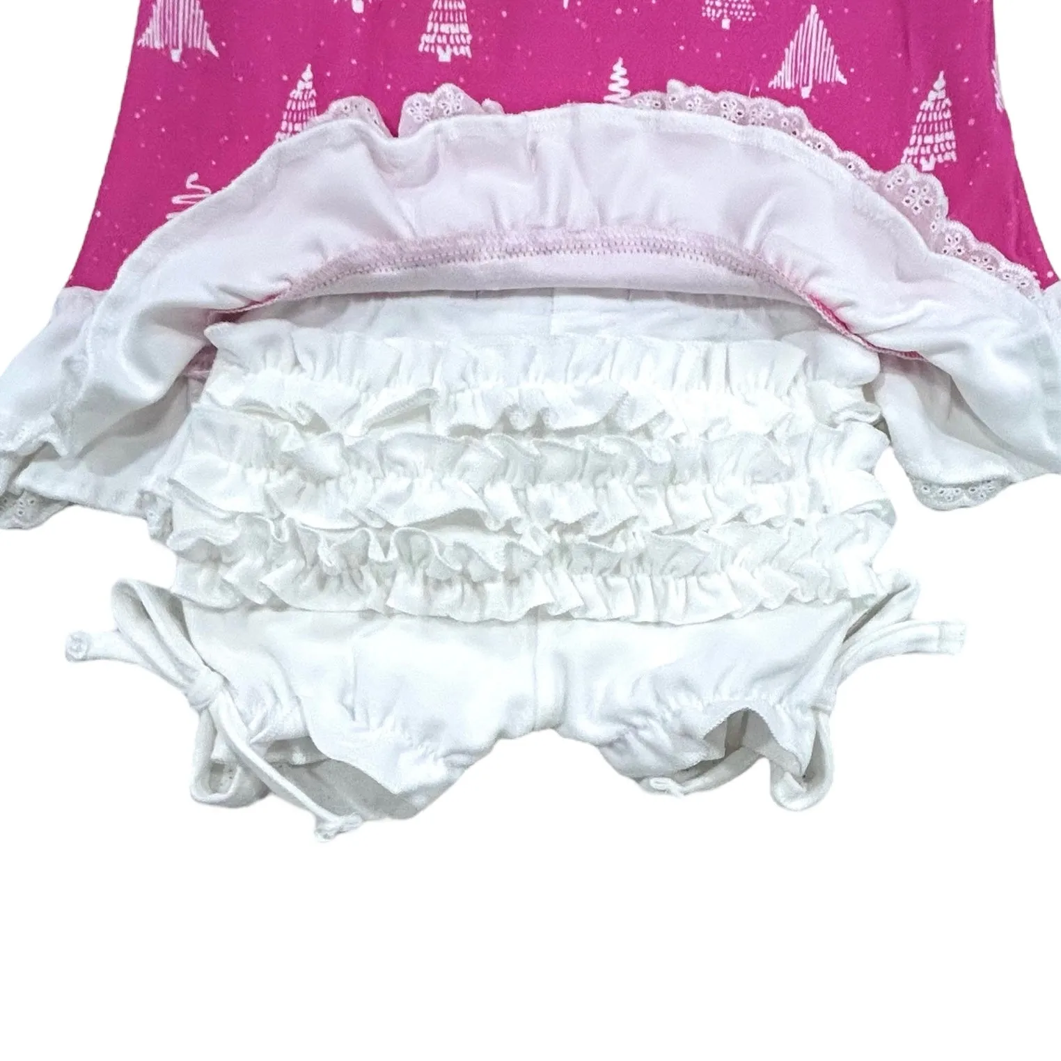 Gown with Bloomers - White Trees on Magenta Holiday Lounge PREORDER