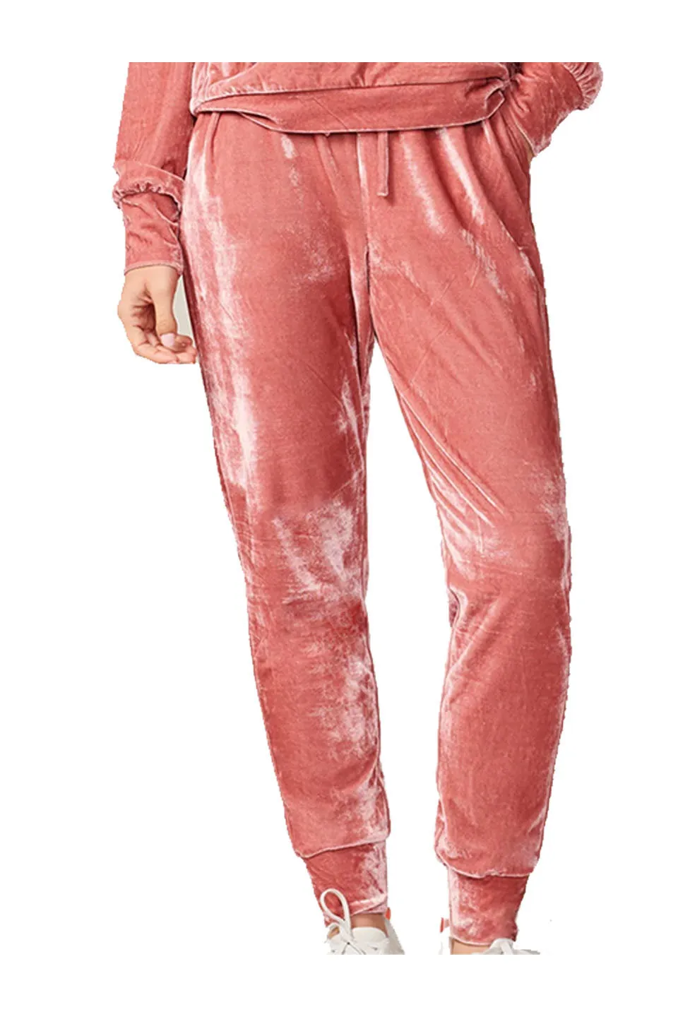 Greylin Laura Velvet Jogger In Dusty Pink