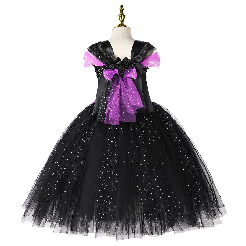 Halloween Girls LED Light Up Witch Costume Bat Tutu Dress Cosplay Carnival Disguise Party Toddler Kids Handmade Ball Gowns Dress🔥