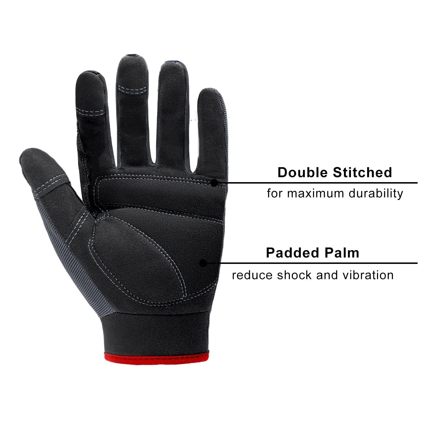 Handlandy Bulk Work Gloves for Men Touch Screen Flexible Breathable Utility Gloves,Padded Knuckles & Palm 5972 (12/24 Pairs)