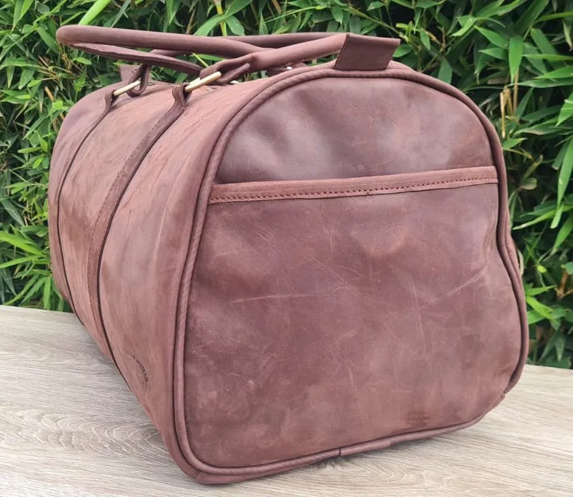 Large Pull Up Leather Duffle Bag