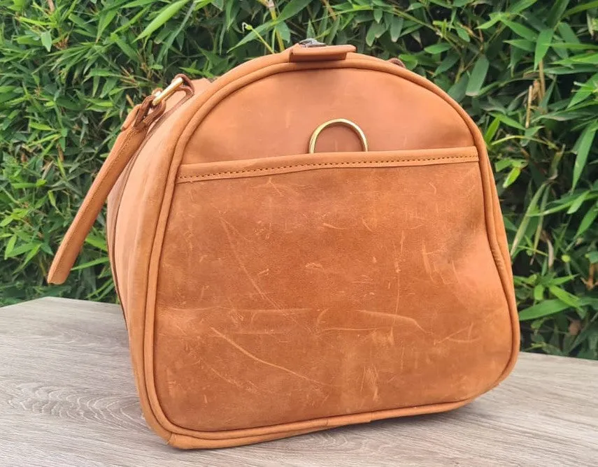 Large Pull Up Leather Duffle Bag