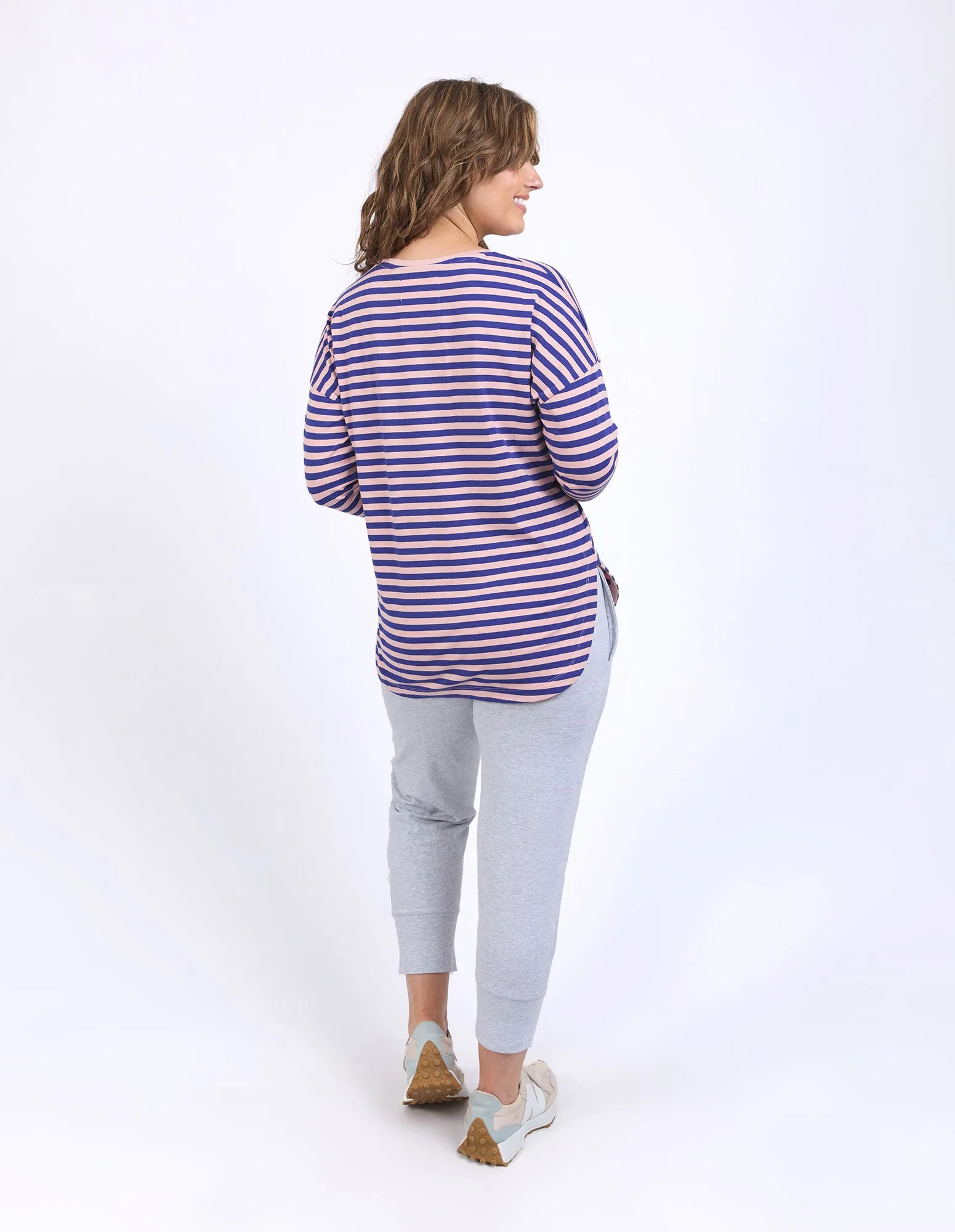 Lauren Long Sleeve Stripe Tee - Deep Blue/Blush Stripe