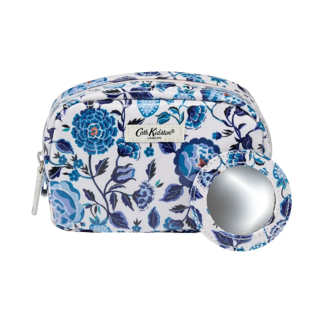 Make Up Bag with Mirror (Navy Carnation)