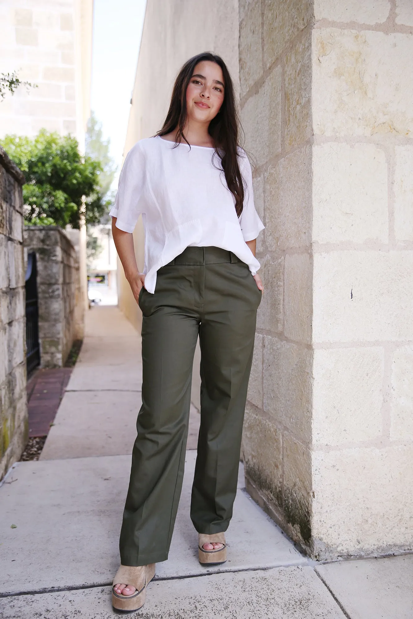 Nessa Mid-Rise Straight Leg Pant Olive