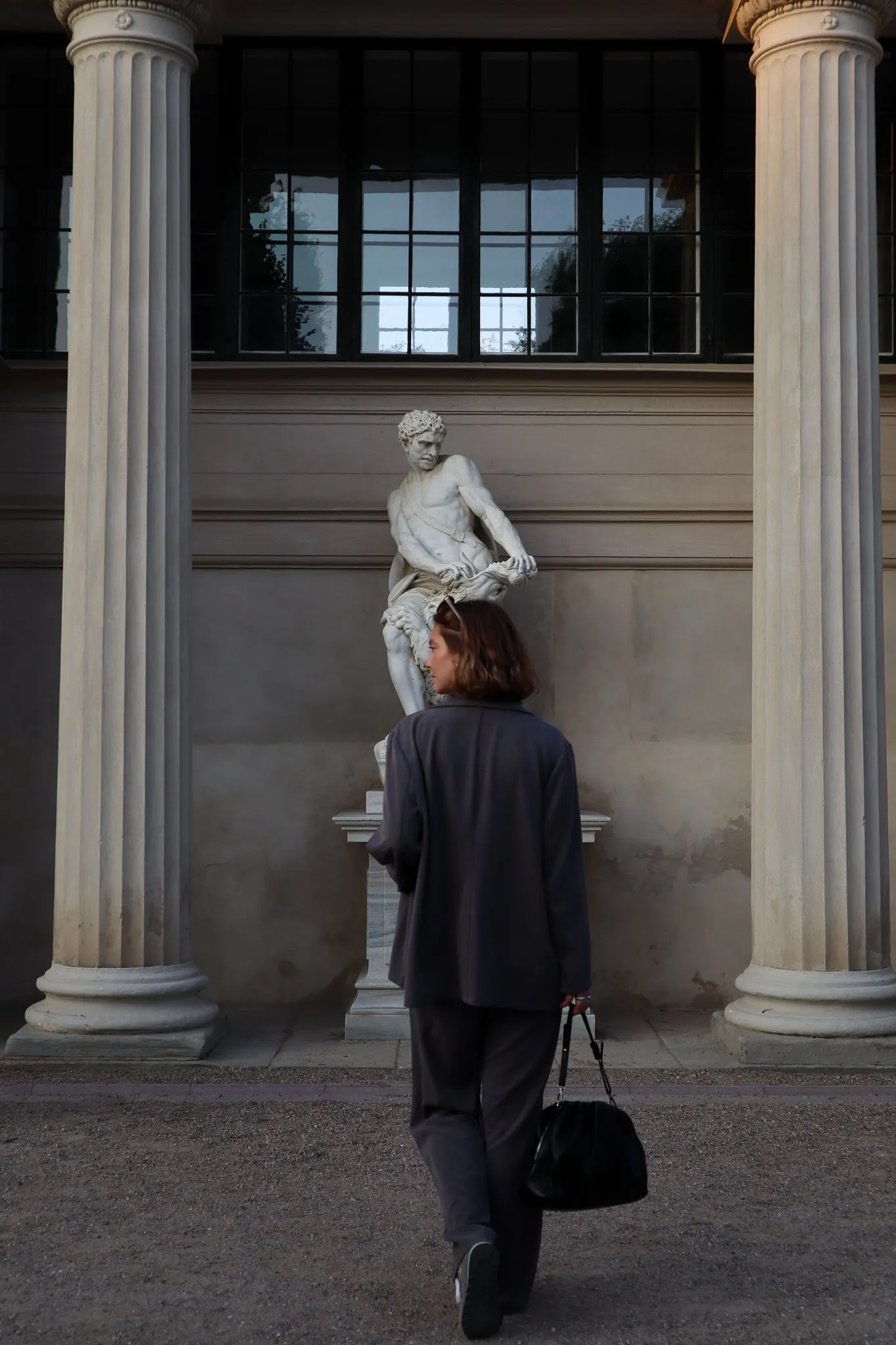 Pantalon droit à pince - Gris chiné