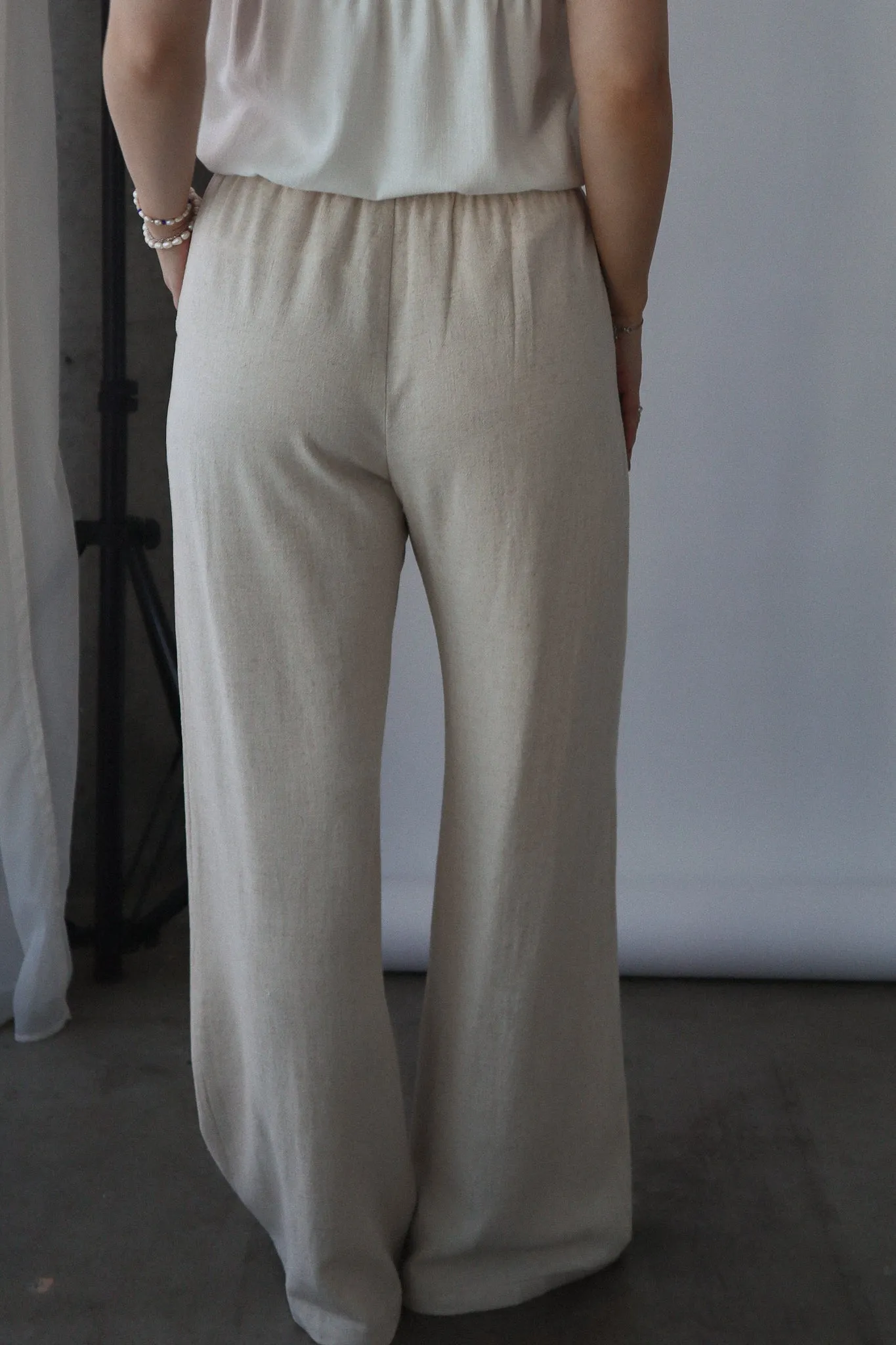 Pantalon droit à pince - Lin naturel