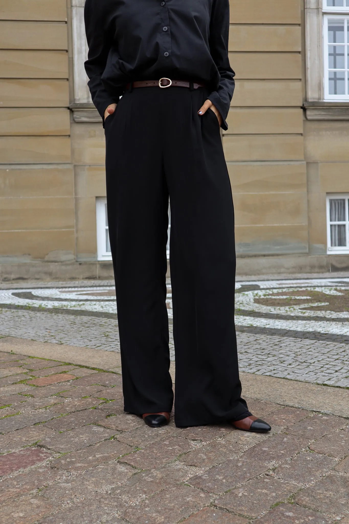 Pantalon droit à pince - Noir