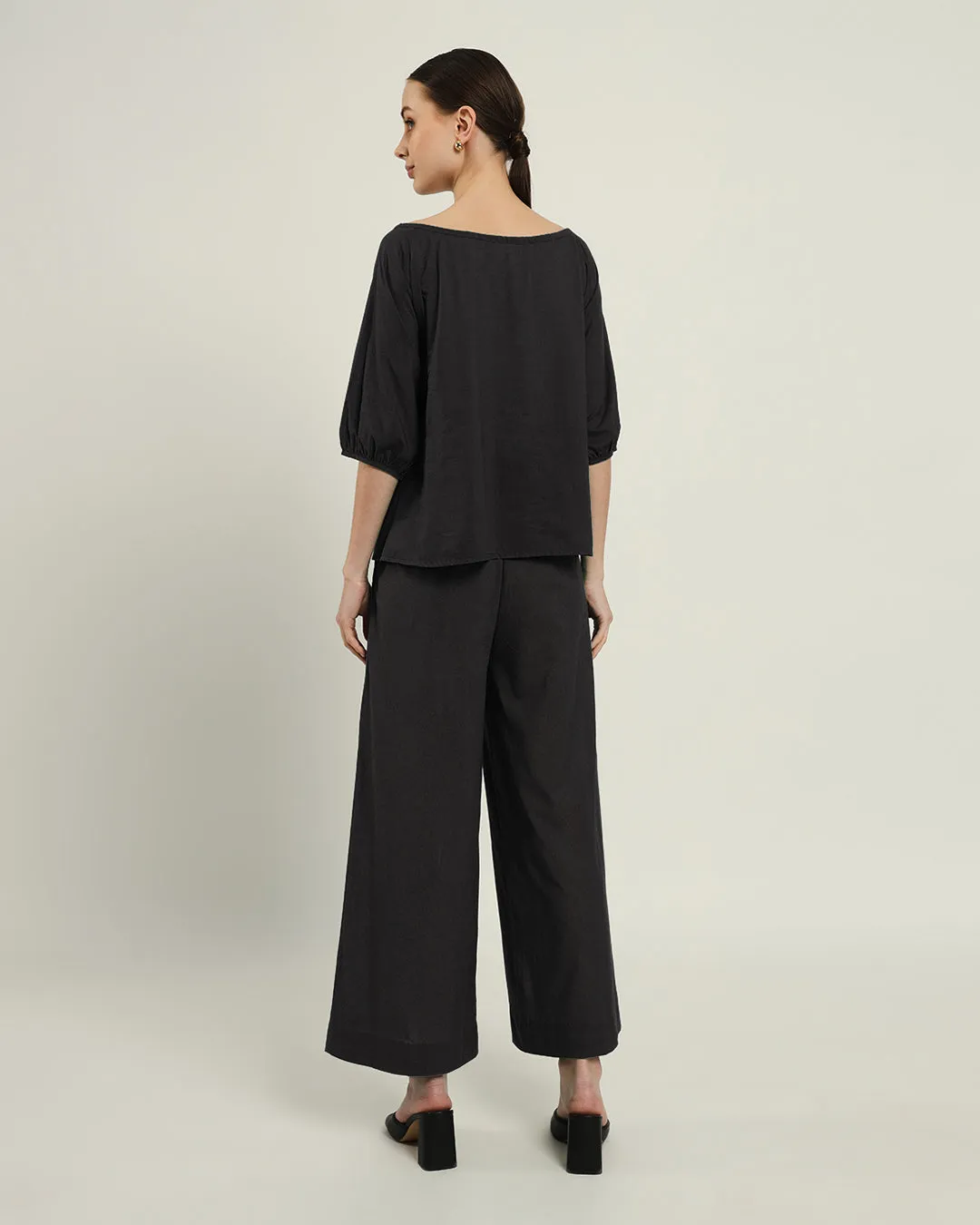 Pants Matching Set- Black Effortless BowtNeck