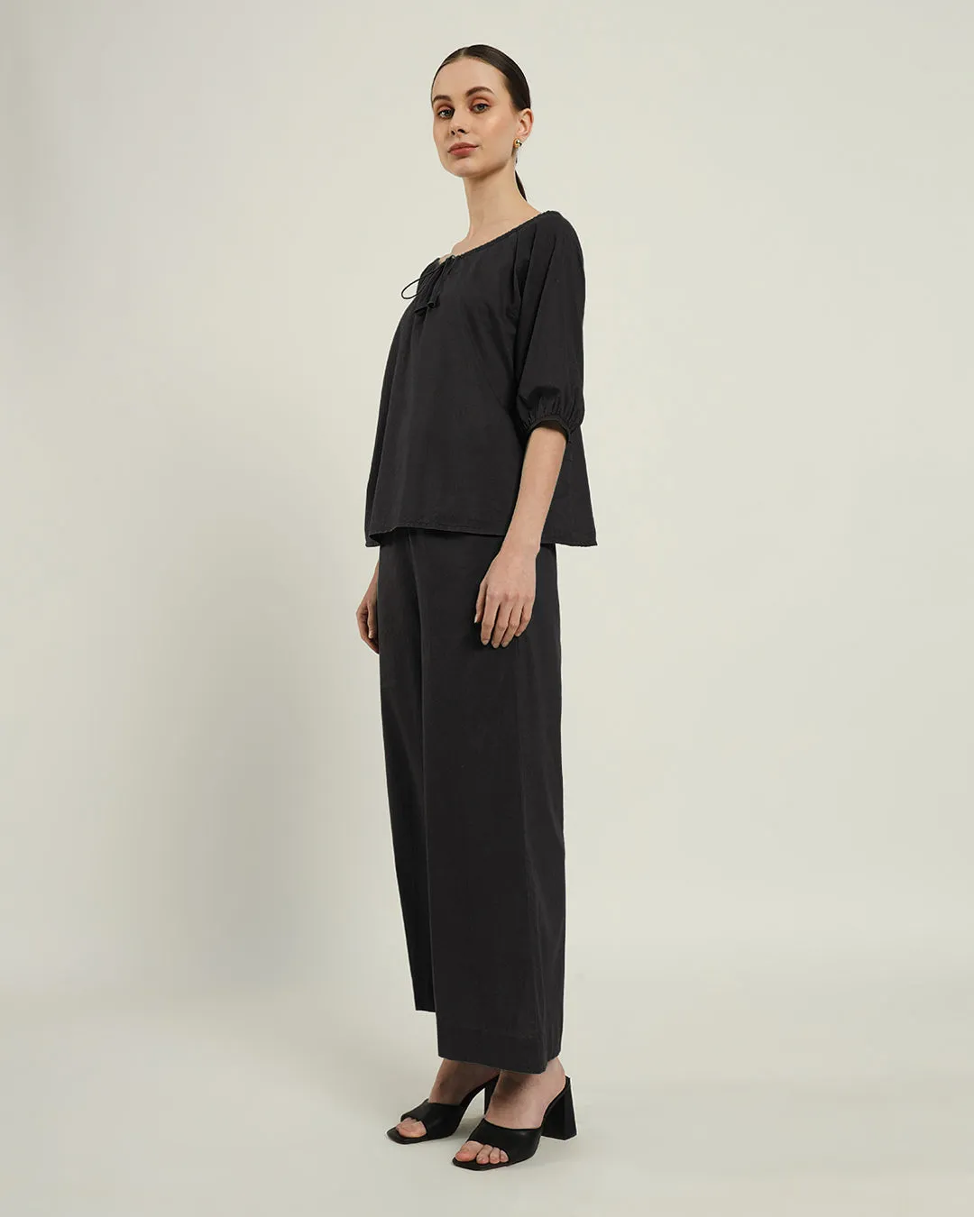 Pants Matching Set- Black Effortless BowtNeck