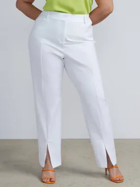 Plus Faux Fly Mid Rise Slit Pants