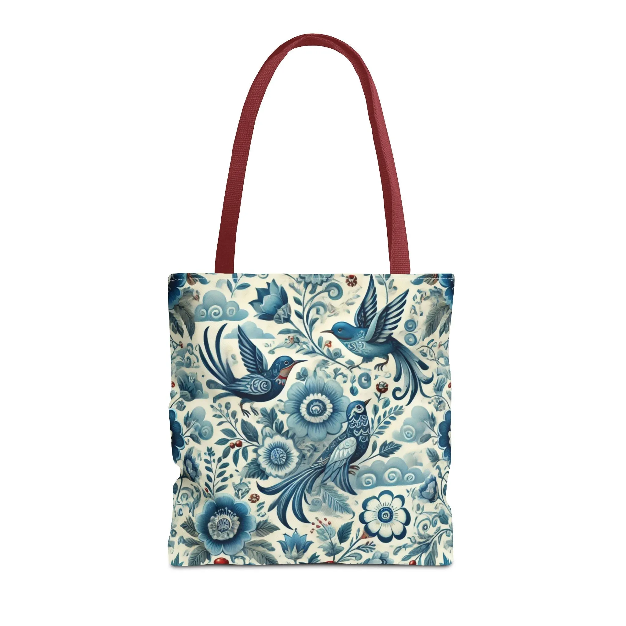 Polish Folk Art Floral & Birds Vibrant Blue Tote Bag