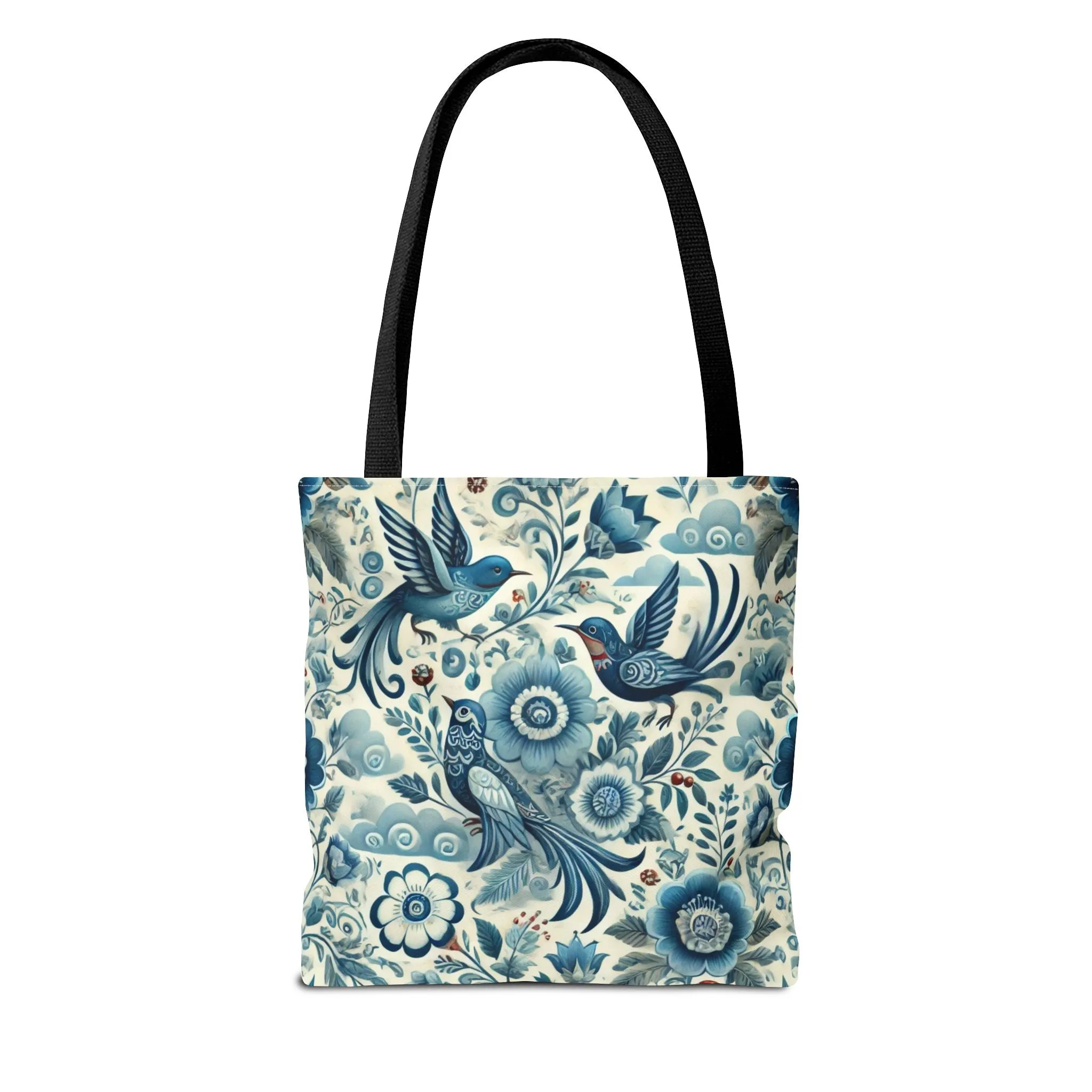 Polish Folk Art Floral & Birds Vibrant Blue Tote Bag