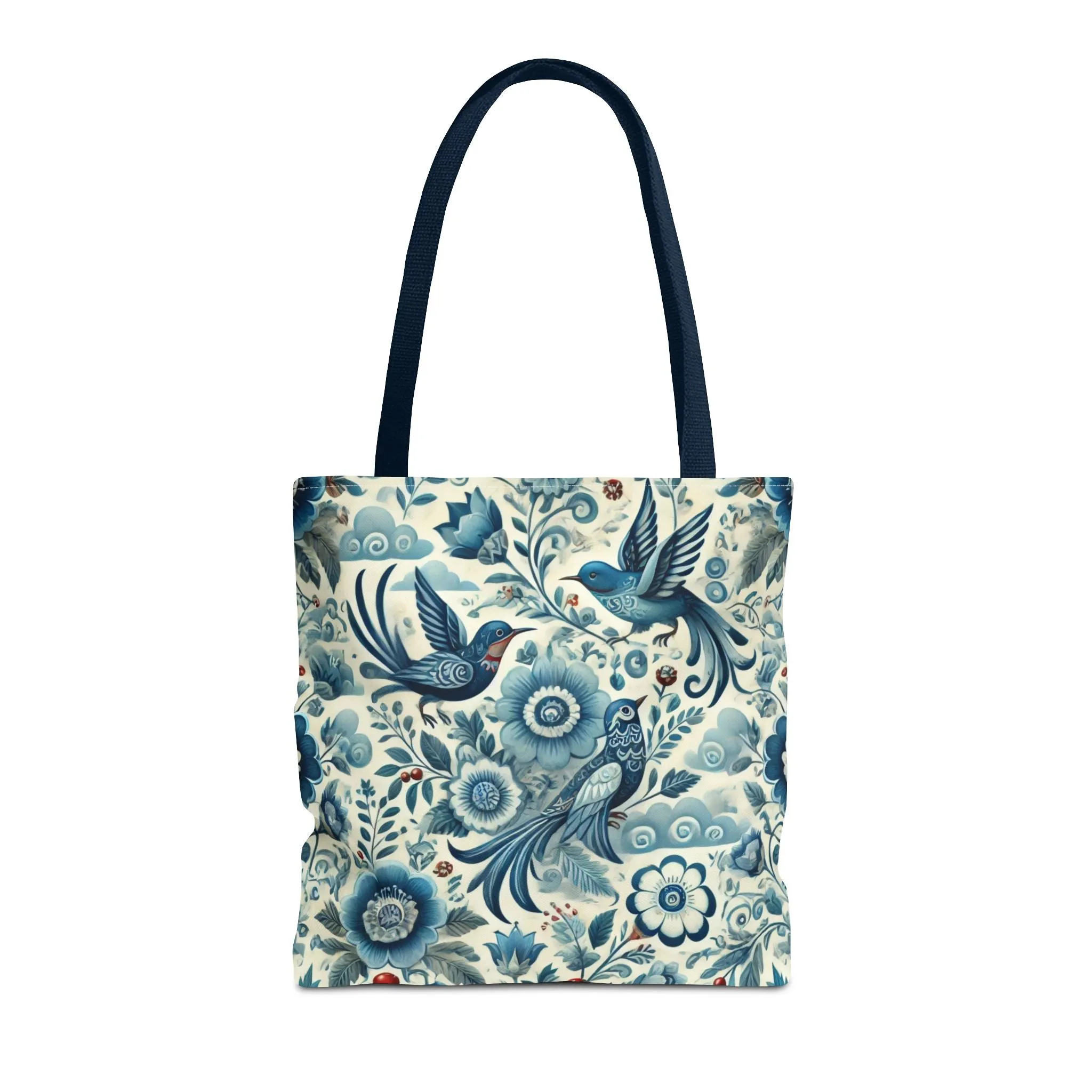 Polish Folk Art Floral & Birds Vibrant Blue Tote Bag