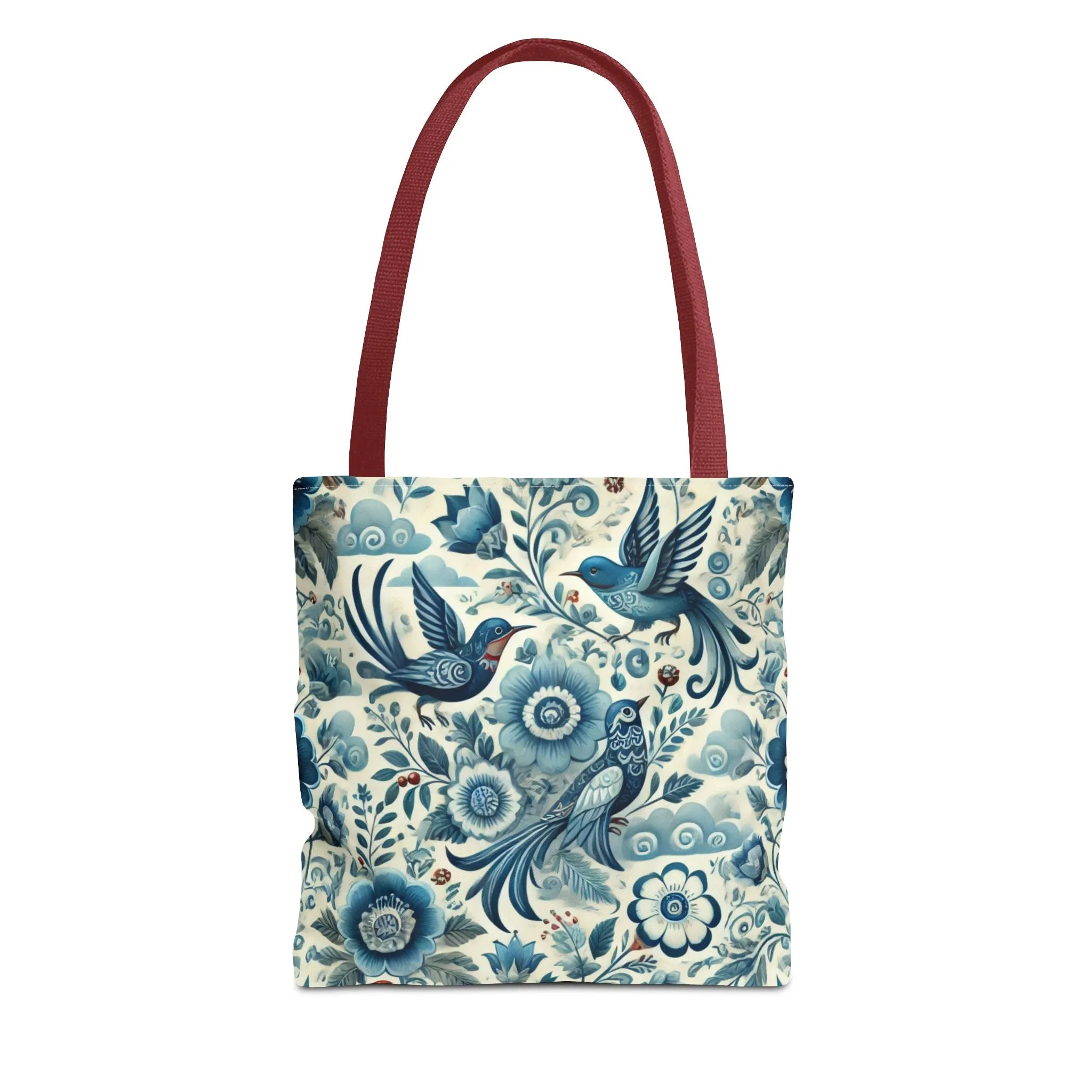 Polish Folk Art Floral & Birds Vibrant Blue Tote Bag