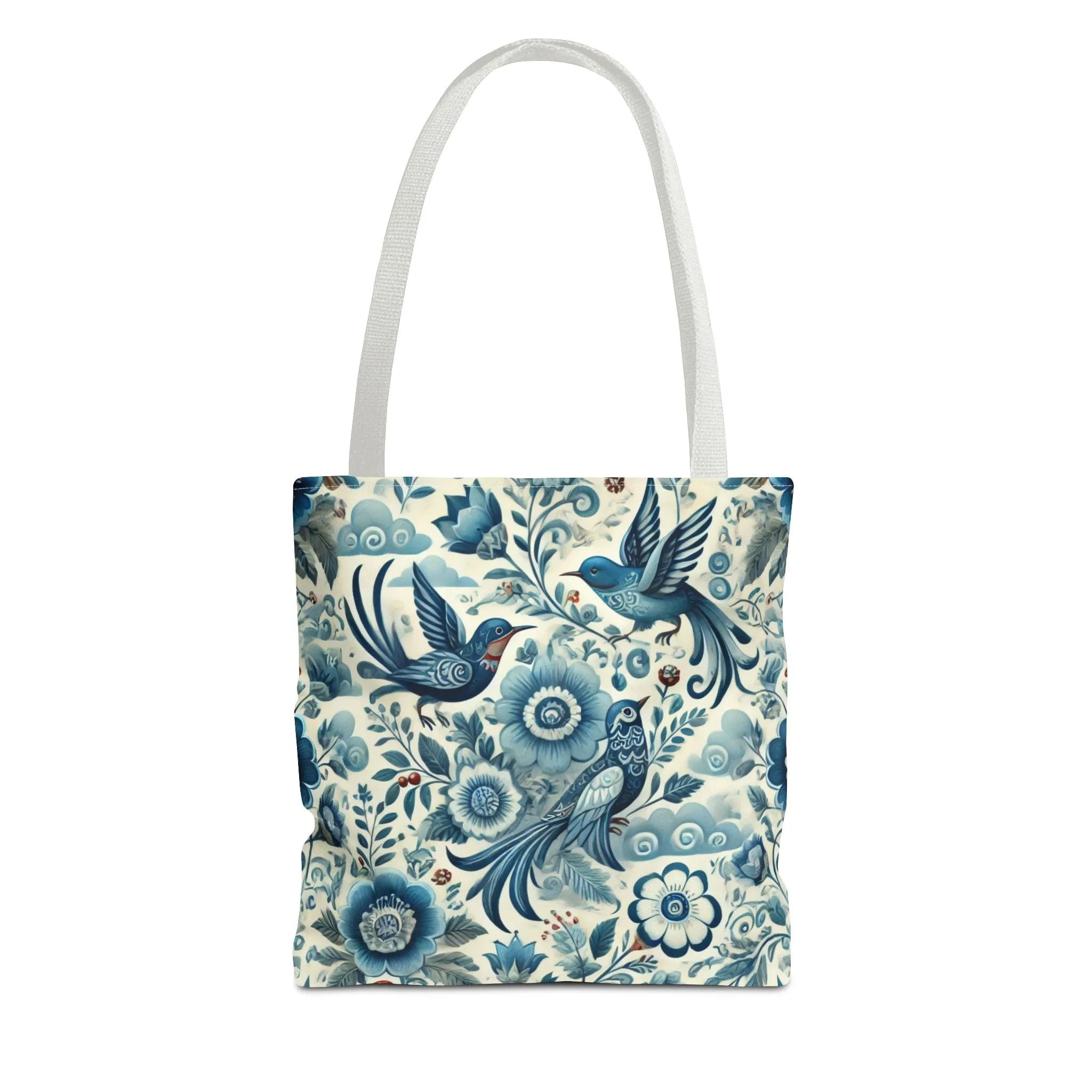 Polish Folk Art Floral & Birds Vibrant Blue Tote Bag