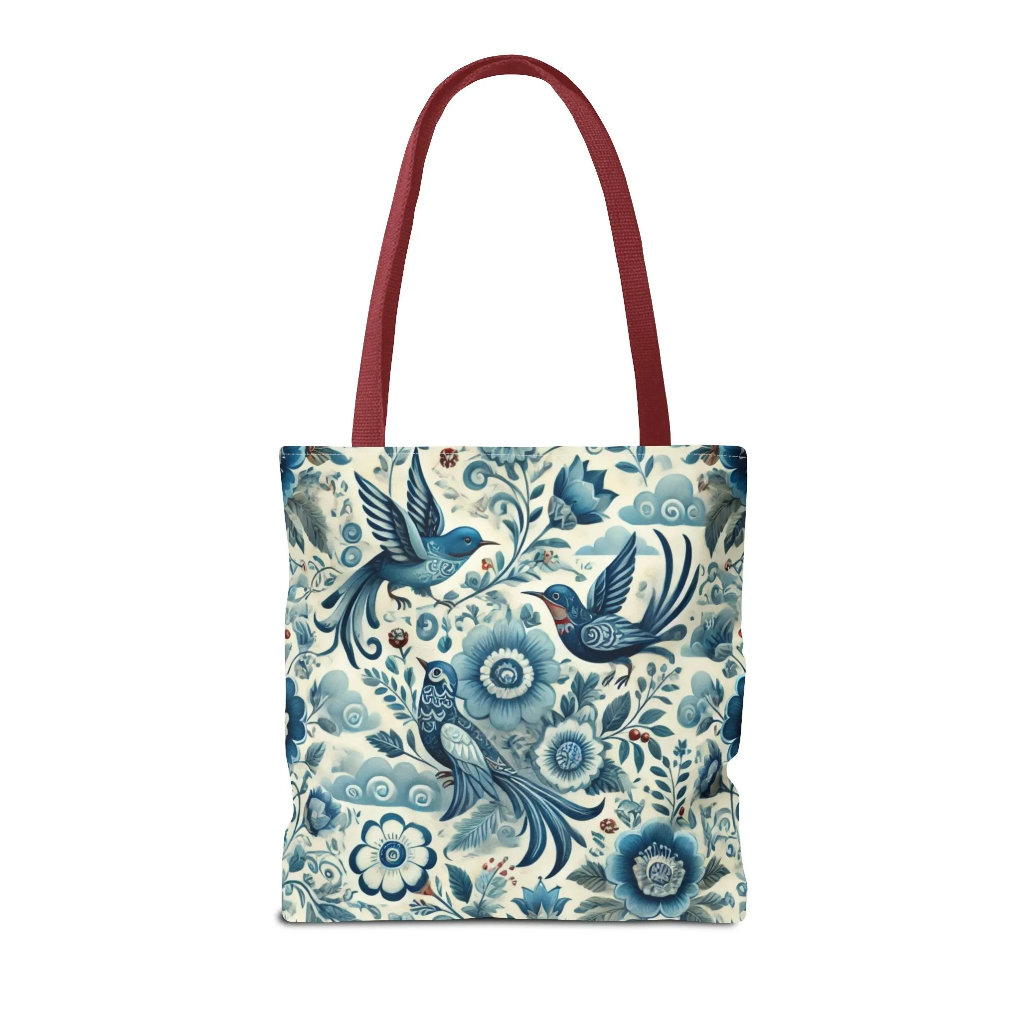 Polish Folk Art Floral & Birds Vibrant Blue Tote Bag