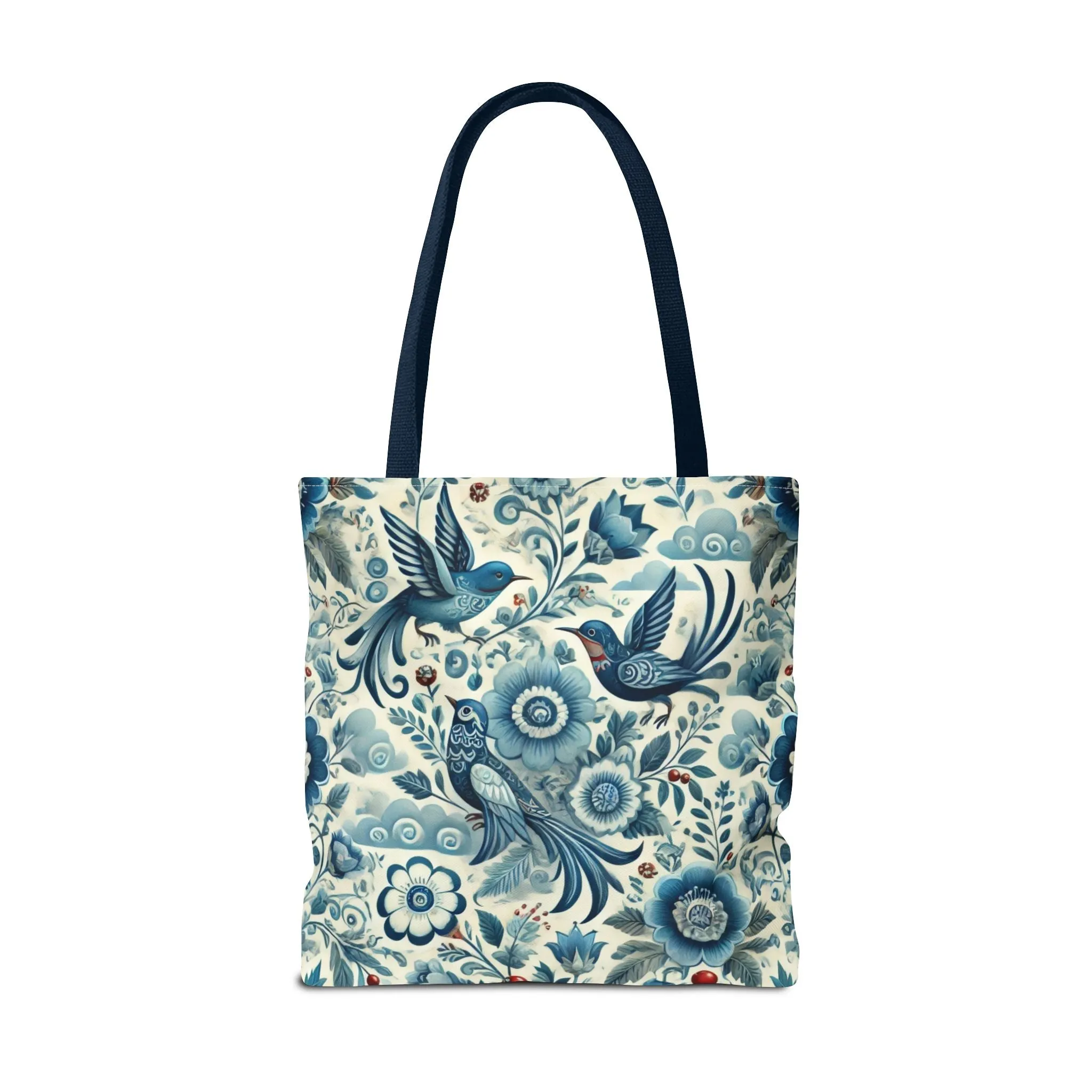 Polish Folk Art Floral & Birds Vibrant Blue Tote Bag