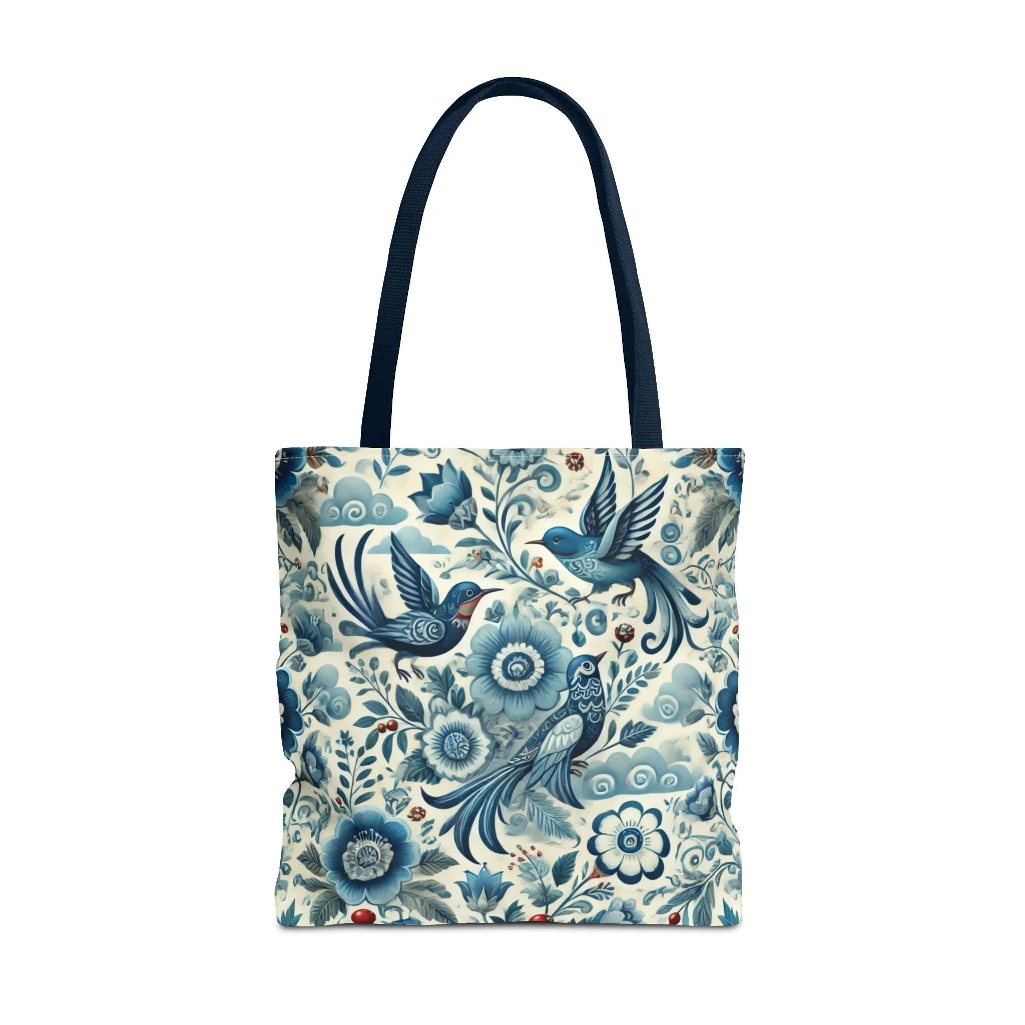 Polish Folk Art Floral & Birds Vibrant Blue Tote Bag