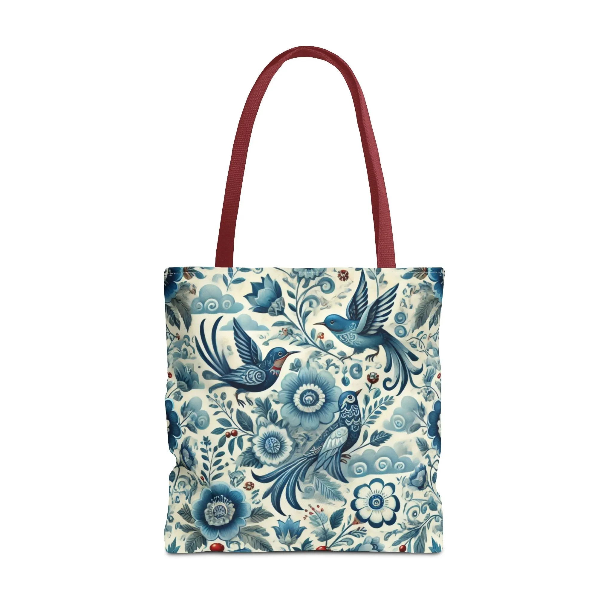 Polish Folk Art Floral & Birds Vibrant Blue Tote Bag