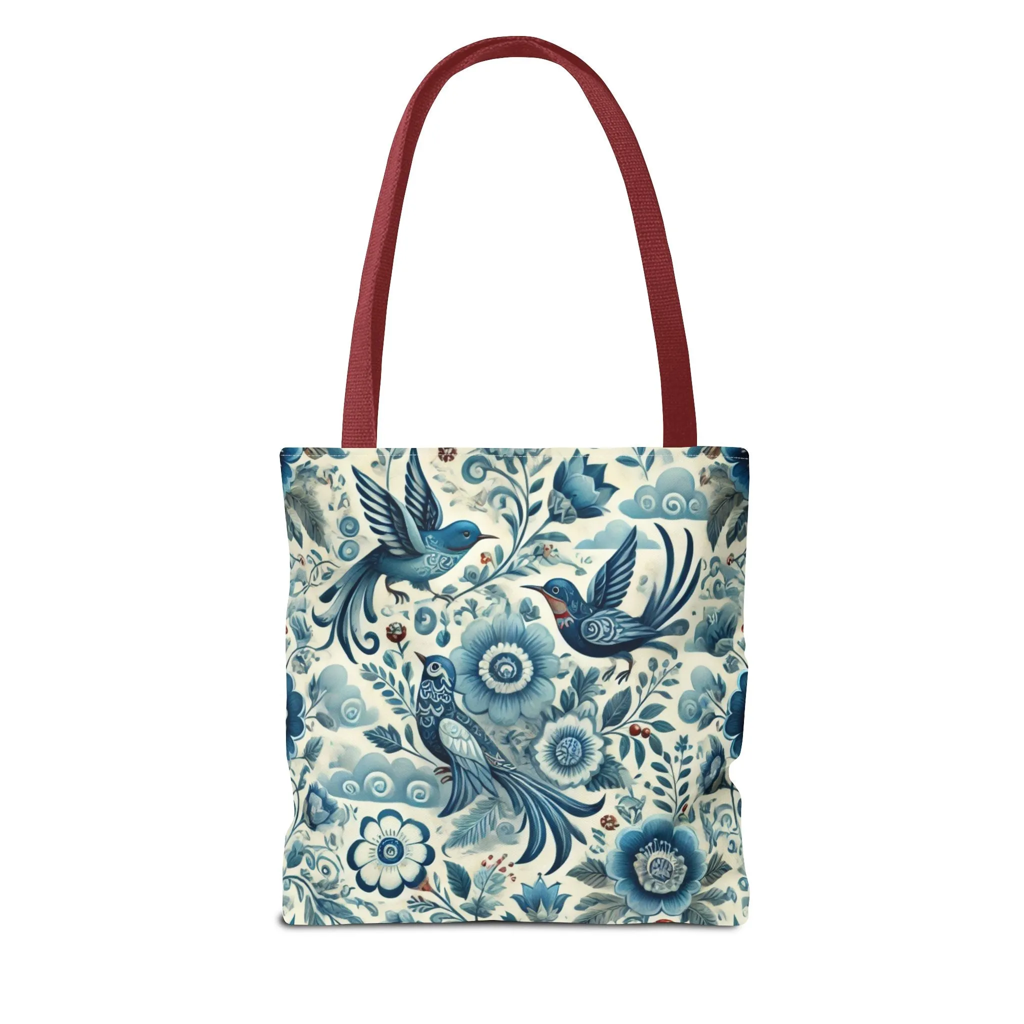 Polish Folk Art Floral & Birds Vibrant Blue Tote Bag