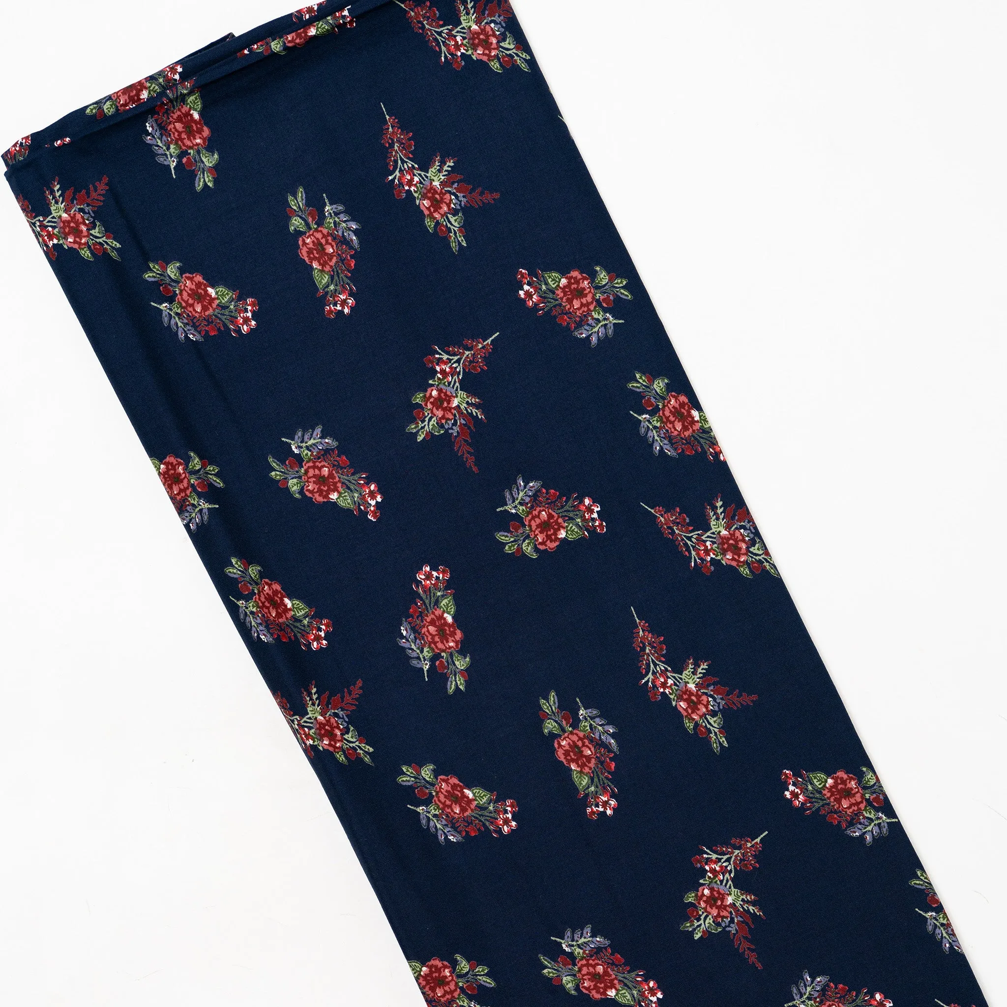 Printed Rayon Fabric (Navy Blue)