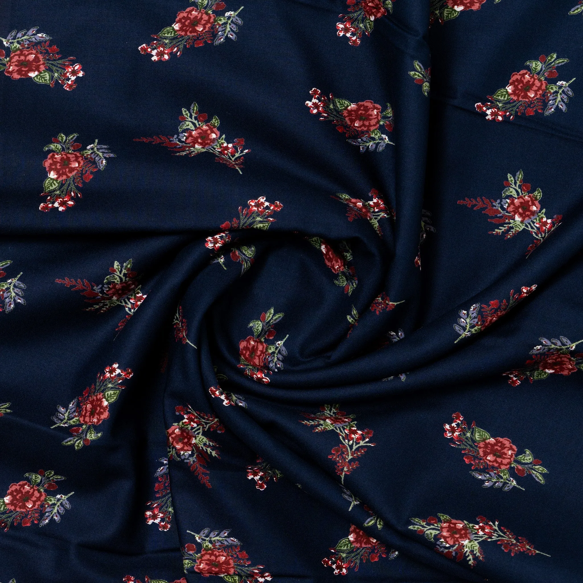 Printed Rayon Fabric (Navy Blue)