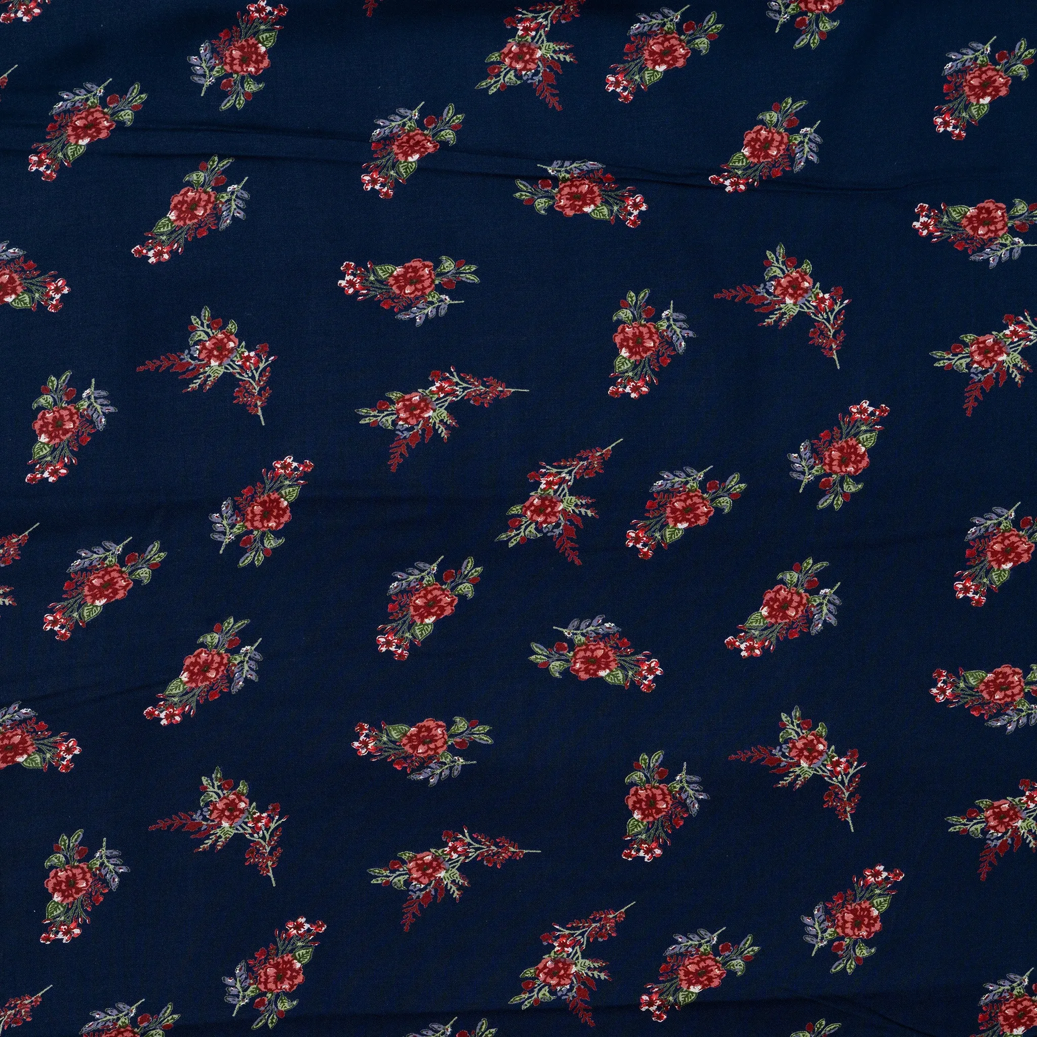 Printed Rayon Fabric (Navy Blue)