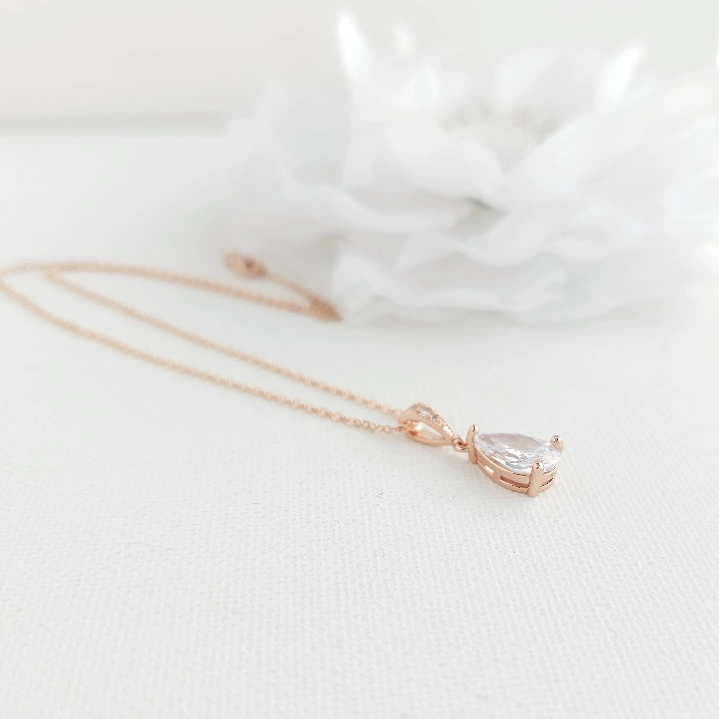 Teardrop Necklace in Gold for Brides & Bridesmaids- Nicole