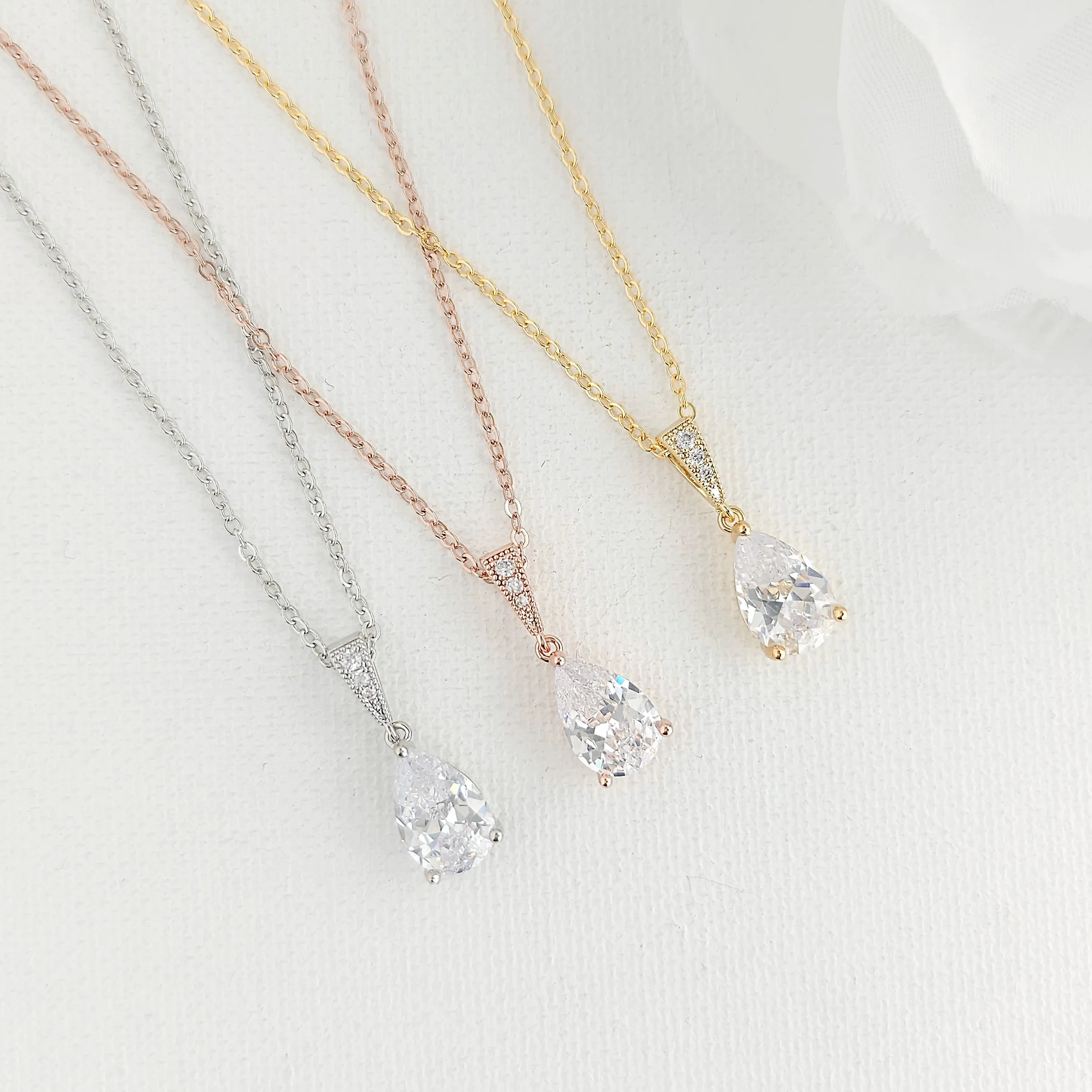 Teardrop Necklace in Gold for Brides & Bridesmaids- Nicole